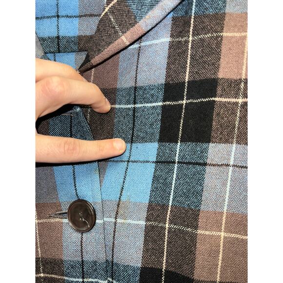 Vintage Pendleton Blazer 3 Button Up Wool Blue Black Long Sleeve Shirt 70s Large - Picture 7 of 13